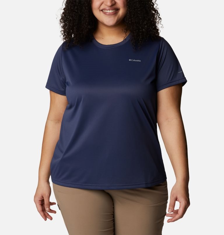 Women\'s Columbia Hike Short Sleeve Crew T Shirts Navy | Plus Size CA-L648L